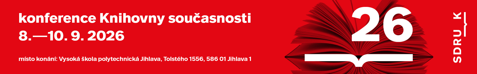 Brzy bude konference Knihovny současnosti 2026, koná se 8. - 10. 9. 2026 v Jihlavě